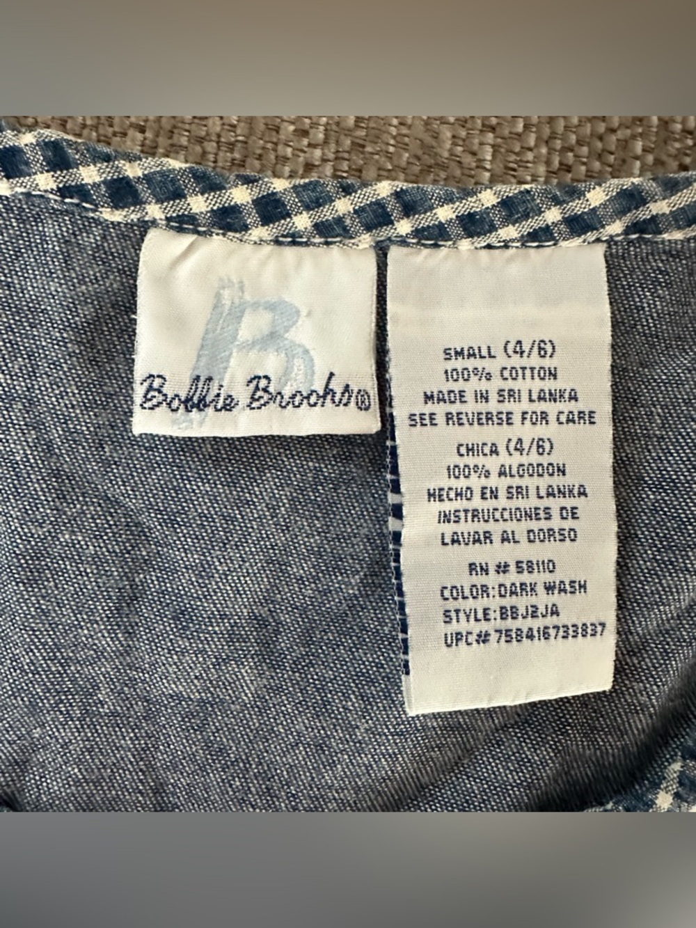 Bobbie Brooks gingham checkered denim long dress with CAT women’s S vintage - Picture 10 of 10